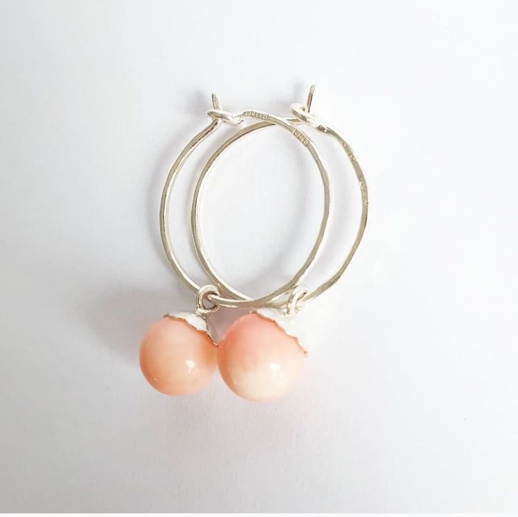 Creoles with pink coral