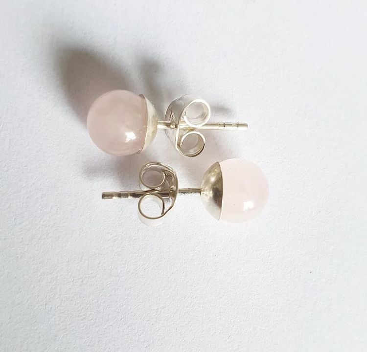 Rose quartz earrings - small