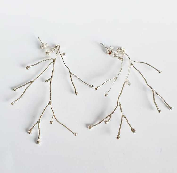 Silver branch earrings