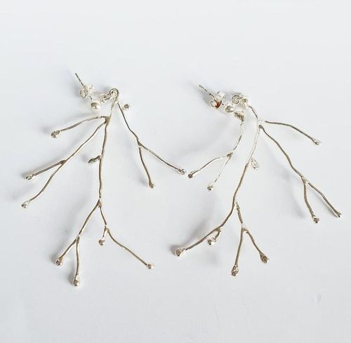 Silver branch earrings