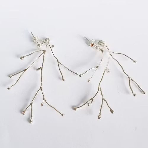 Silver branch earrings