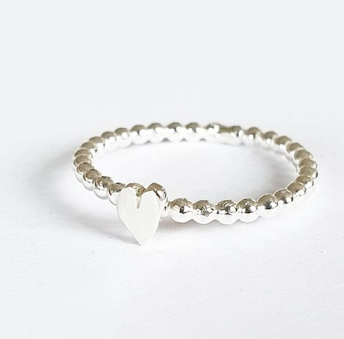 Happy Heart Kulring med handsågat hjärta i silver