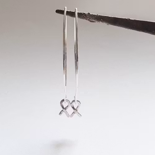 Pink ribbon in sterling silver - hoop earring