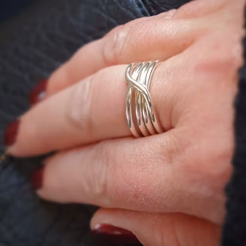 Bred silverring i fyra varv, slät