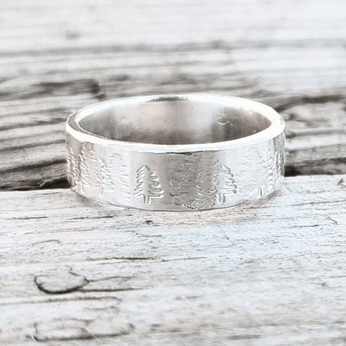 Silverring  ~ SKOG ~ smal handgjord