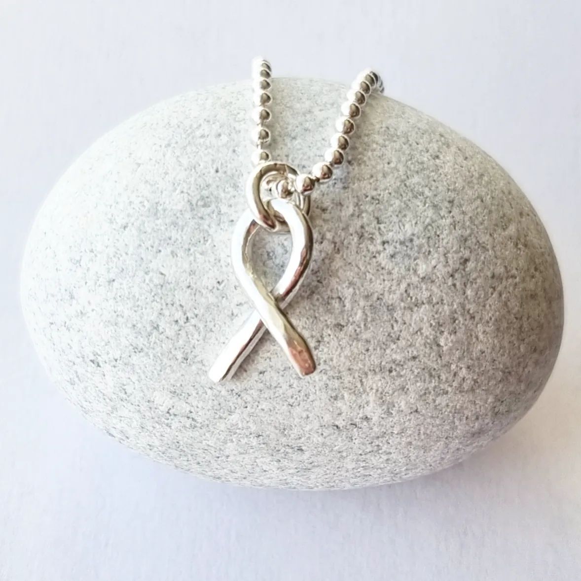 Rosa bandet i äkta silver - halsband - mellan berlock