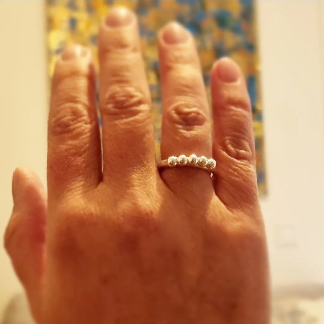 Lillasyster ring med chunky kulor äkta silver