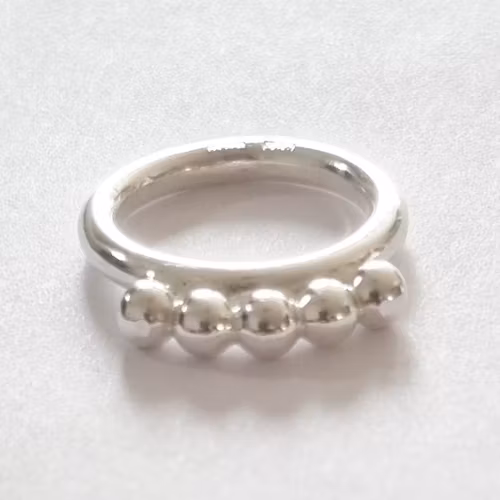 Little sister ring with chunky balls, genuine silver