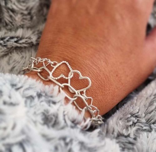 Silverarmband heart to heart  handgjort i äkta silver