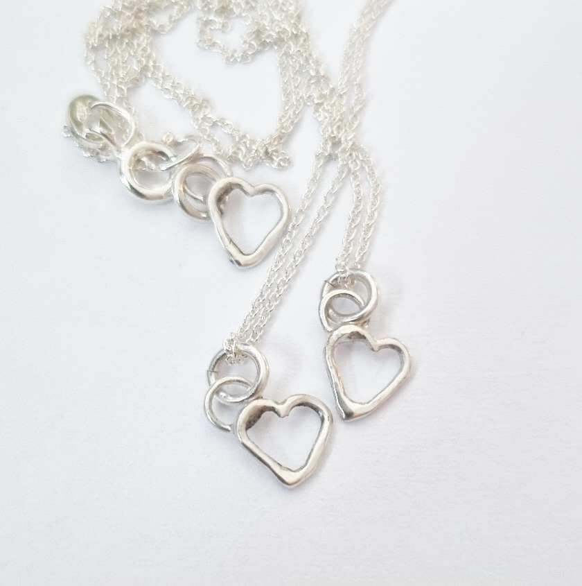 Tiny heart hand-forged in genuine silver, necklace