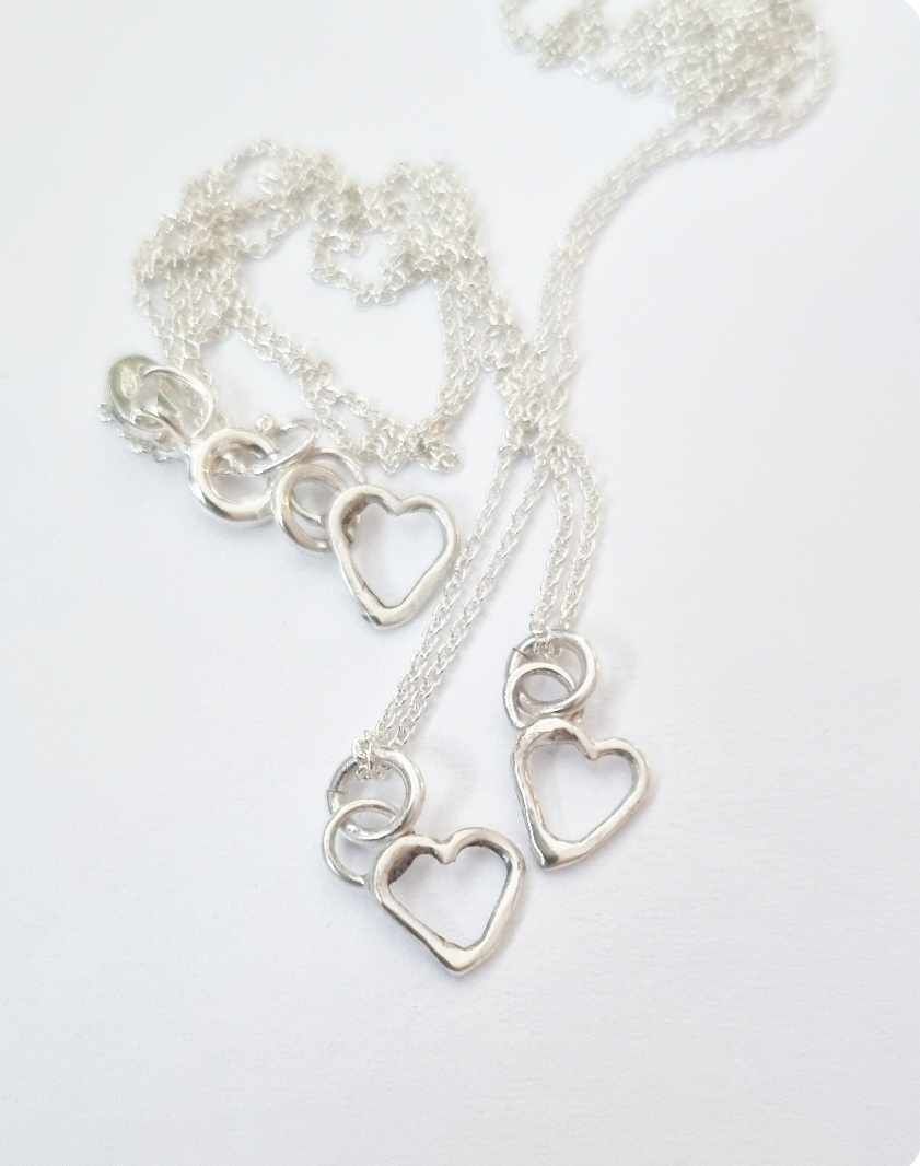 Tiny heart hand-forged in genuine silver, necklace
