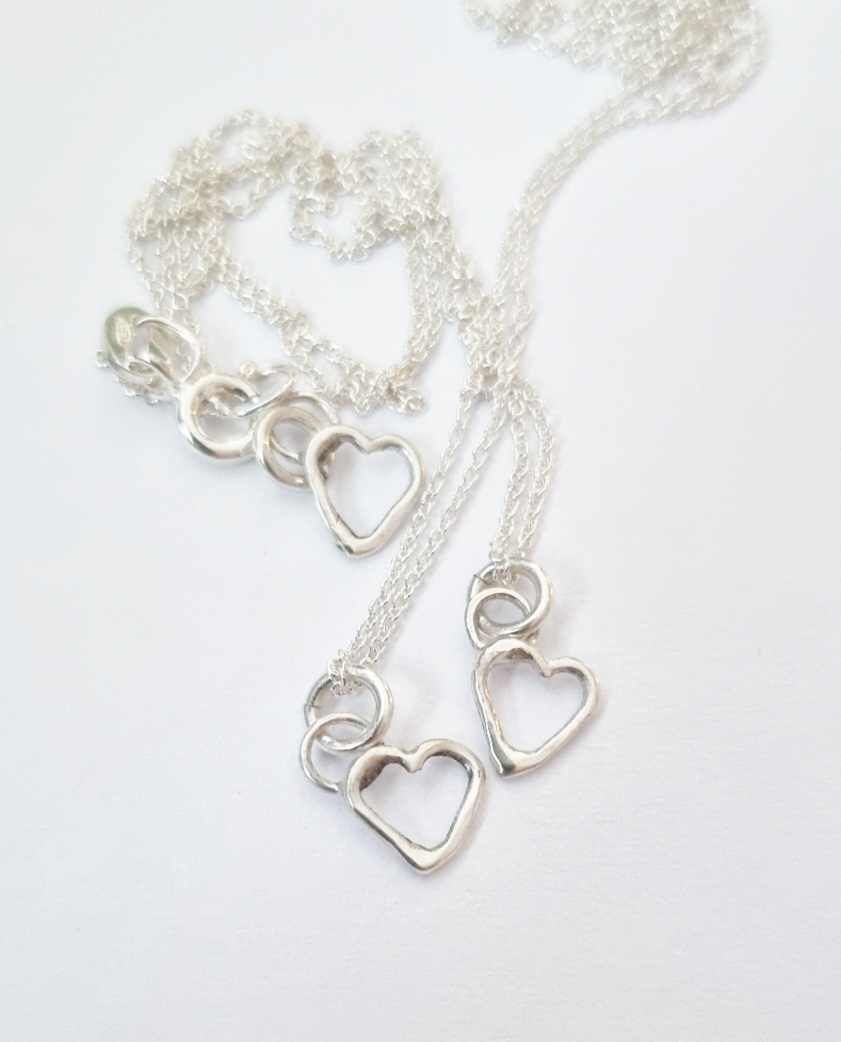 Tiny heart hand-forged in genuine silver, necklace