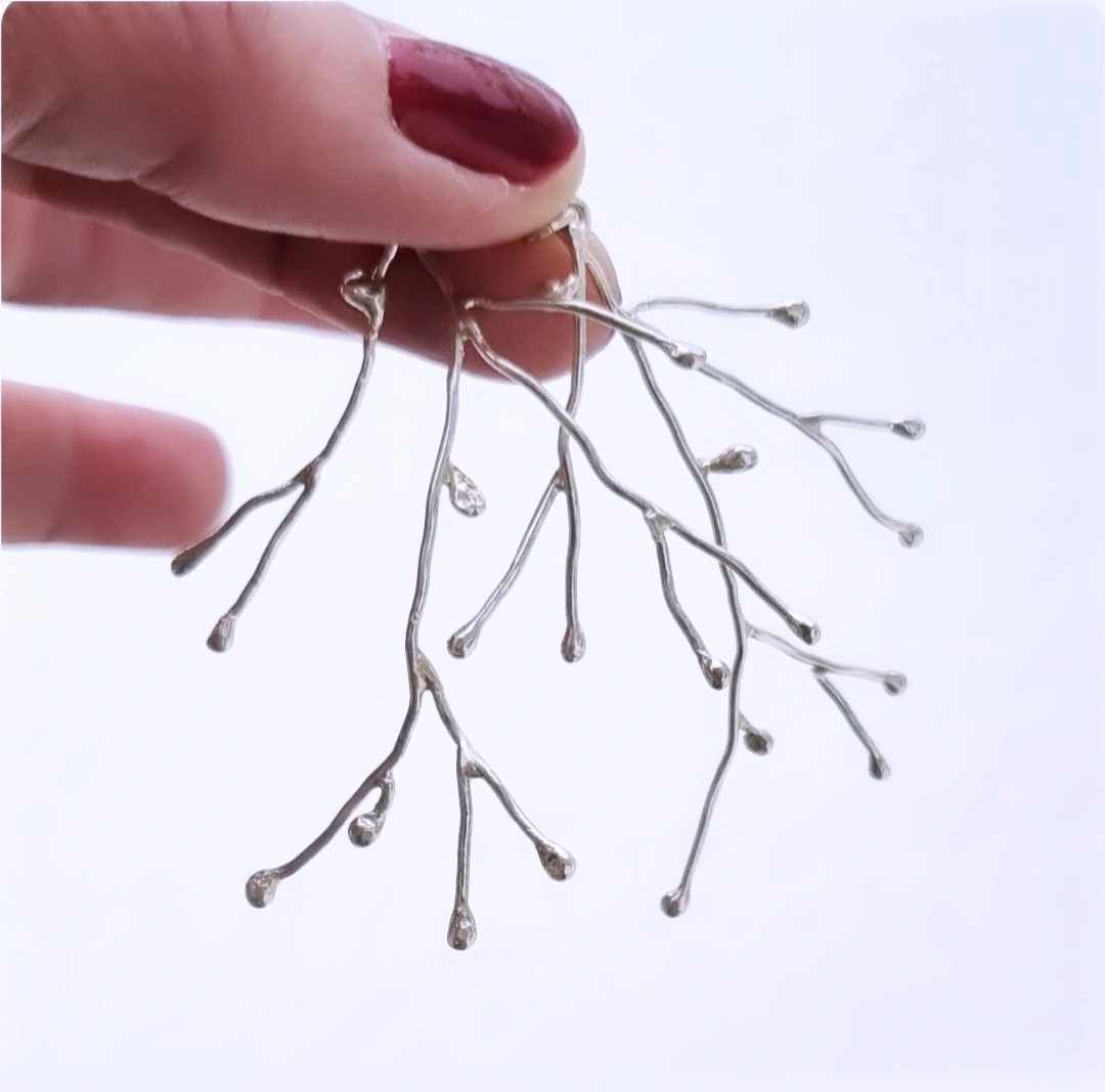 Silver branch earrings