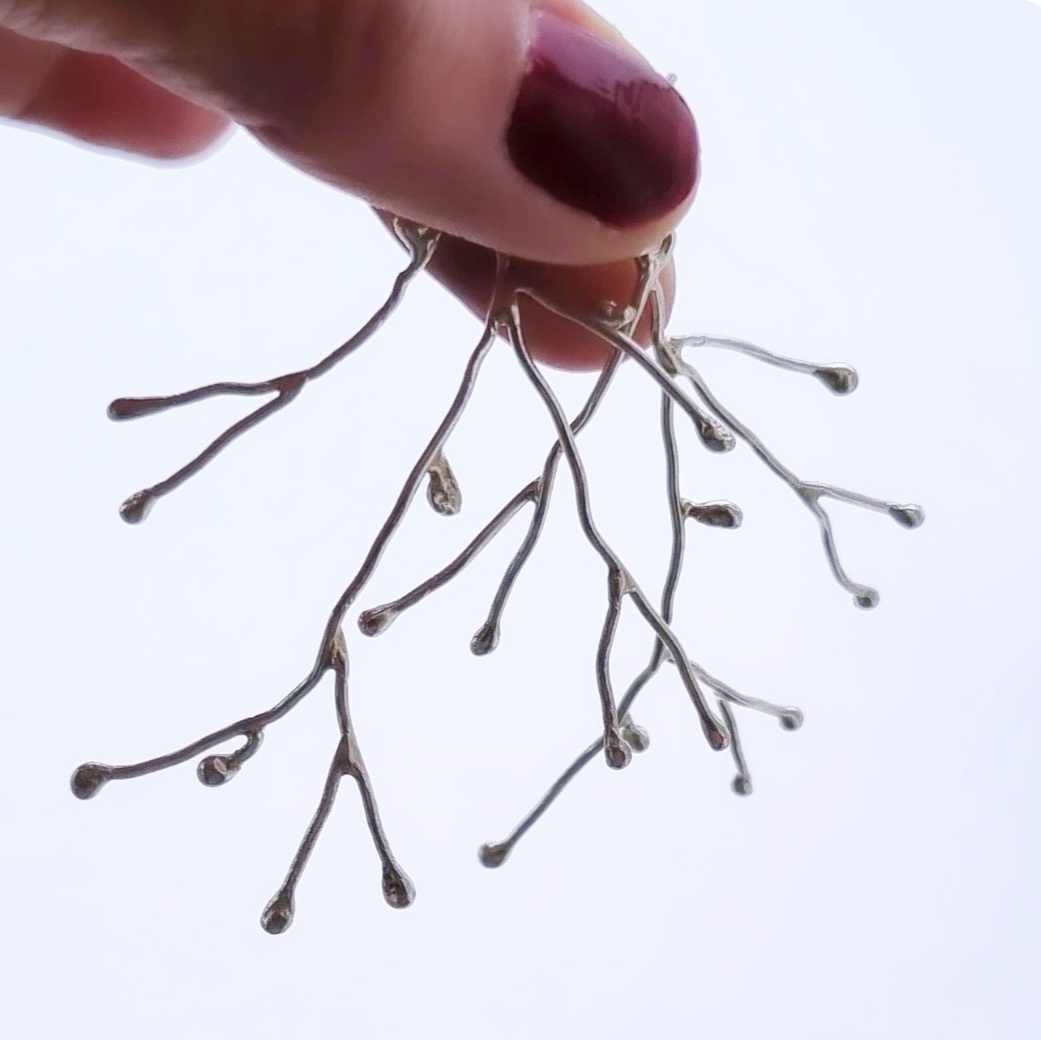 Silver branch earrings