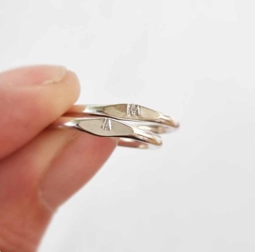 Handmade letter rings in genuine silver