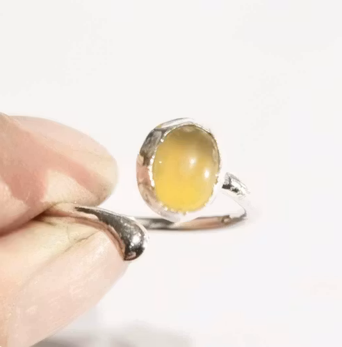 Candy a handmade silver ring with a set yellow stone