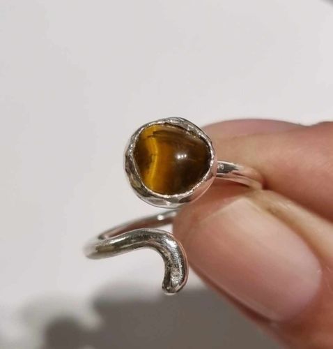 Candy a fine handmade silver ring with a set stone, tiger's eye