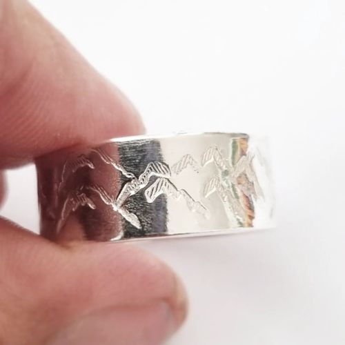 Fjällen bred silverring med fjäll och berg