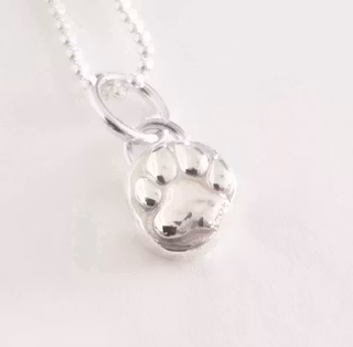 Paw print necklace genuine silver