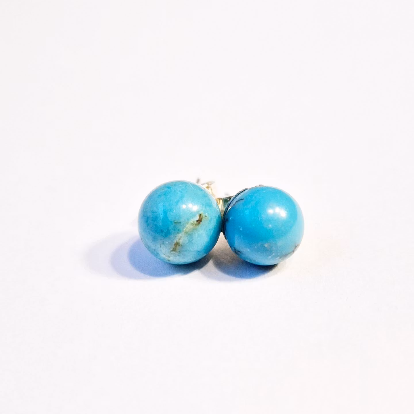 Earrings with genuine turquoise 8 mm studs in sterling silver