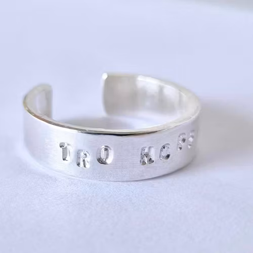 Tro Hopp Kärlek öppen handgjord silverring