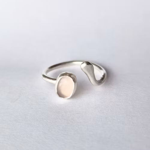 Candy öppen silverring med rosenkvarts handgjord