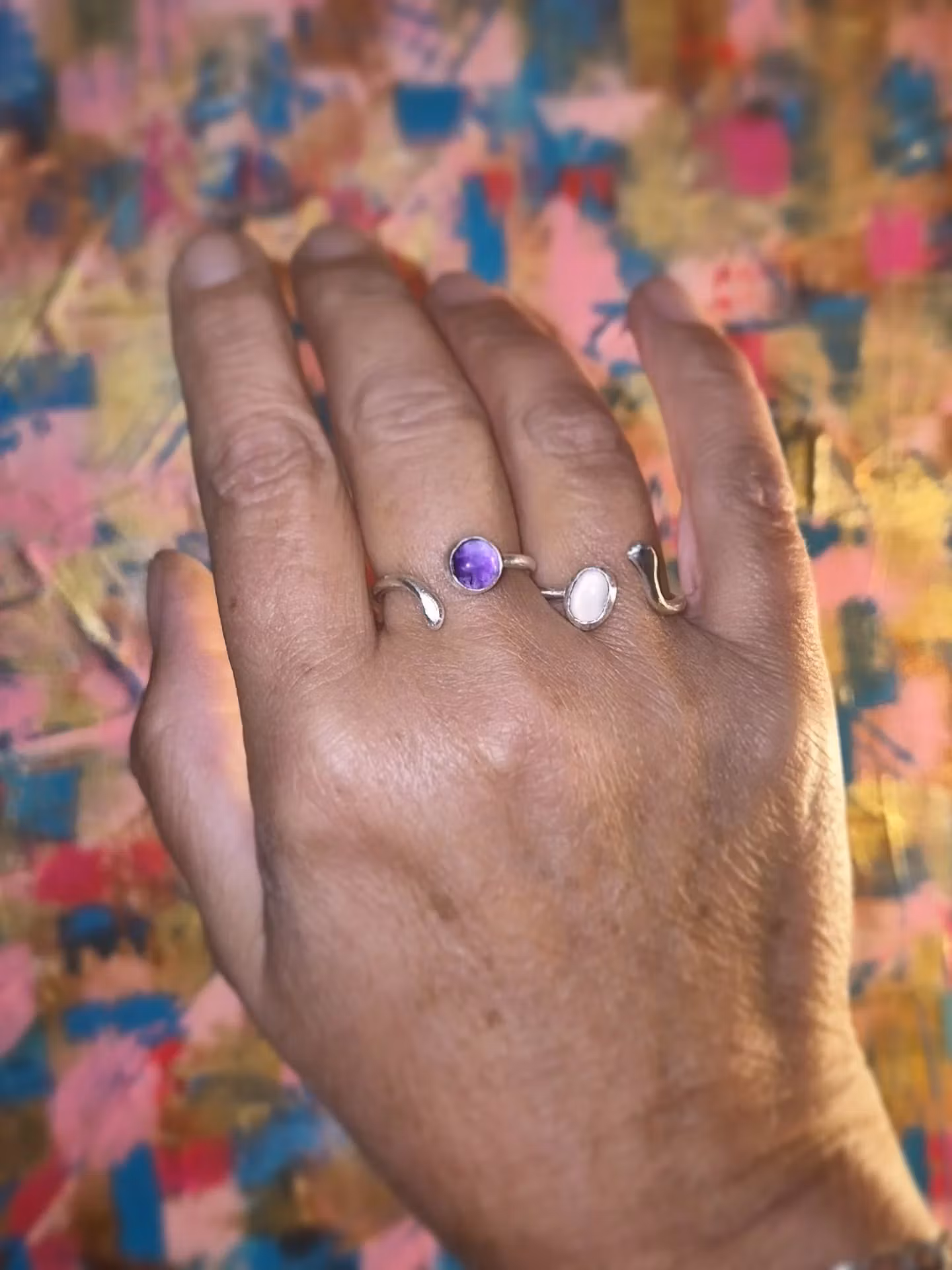 Candy ametist öppen silverring som är handgjord
