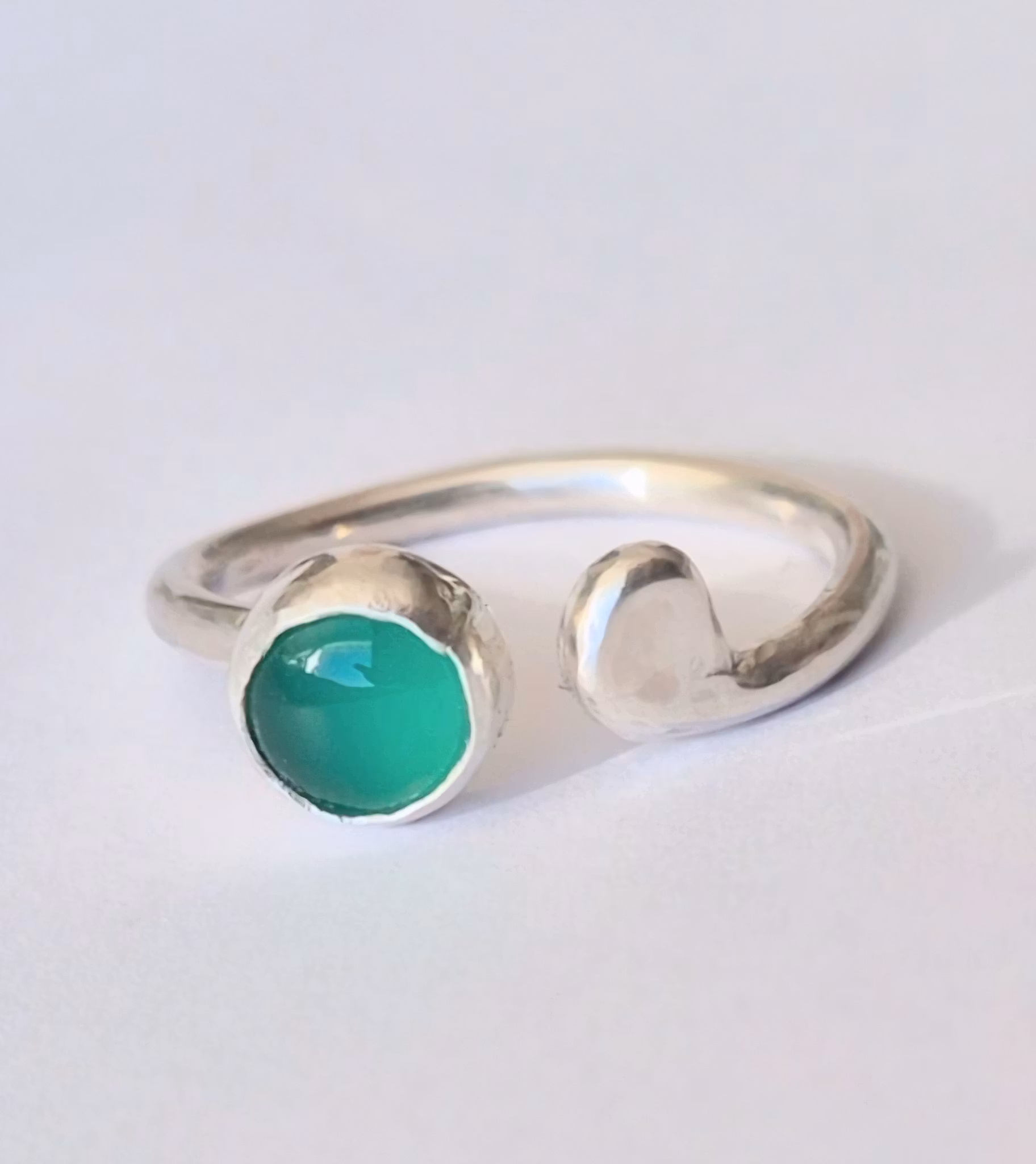 Candy grön onyx öppen silverring handgjord