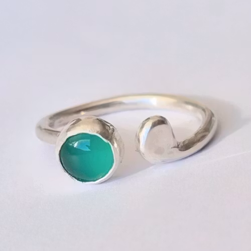 Candy grön onyx öppen silverring handgjord