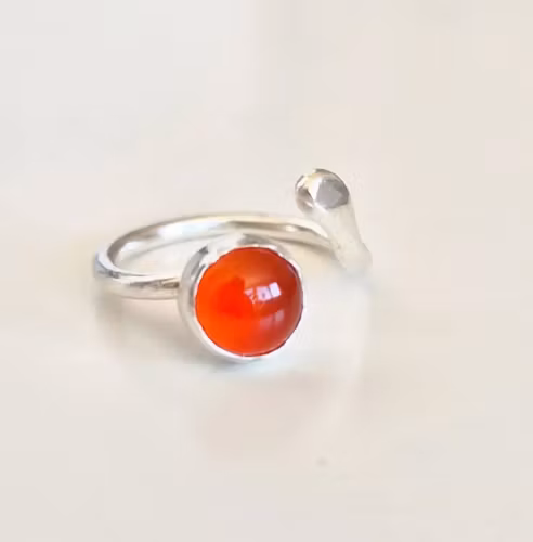 Candy öppen silverring med orange sten