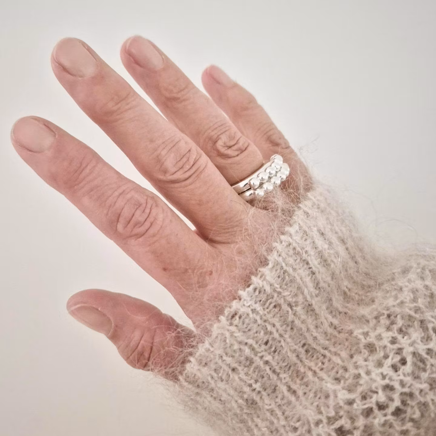 Chunky silverring med kulor