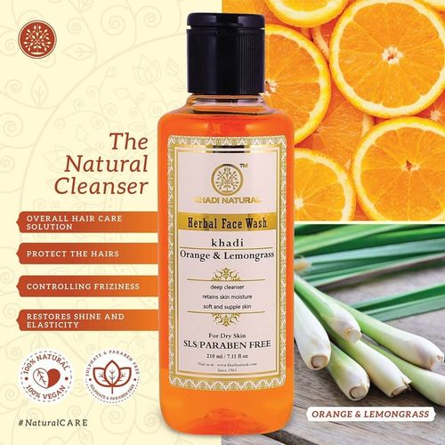Ansiktsrengöring Khadi natural herbal faceWash Orange&Lemongrass 210 ml
