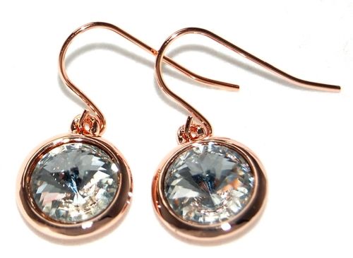 Kristall örhänge på krok 10 mm roséguld
