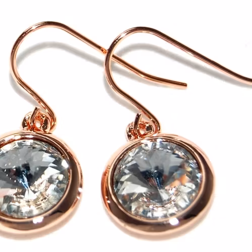 Kristall örhänge på krok 10 mm roséguld