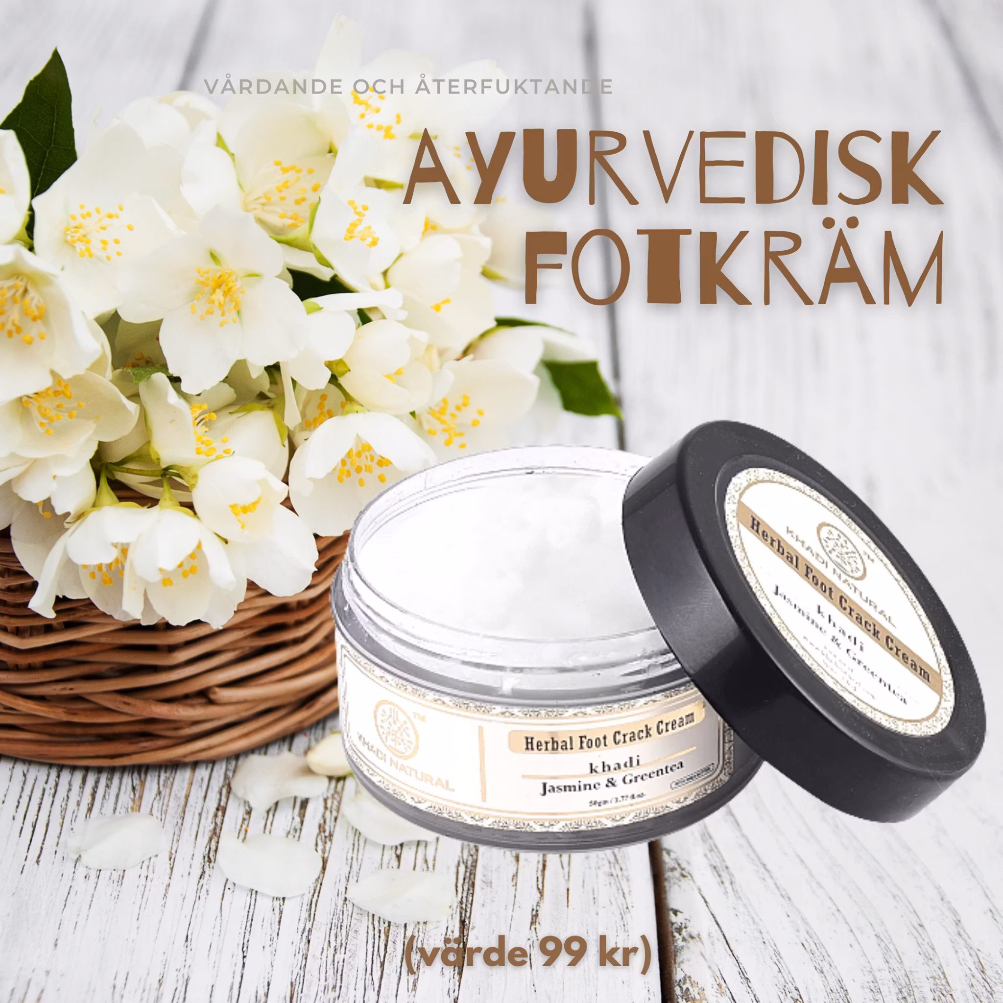 Fotkräm Khadi Herbal Herbal Foot Crack Cream Jasmine &Green tea 50 gram