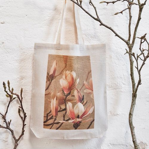 Söt tygpåse ljuvlig magnoliablom 38x42 cm