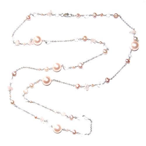 Pärlor halsband, ljusrosa