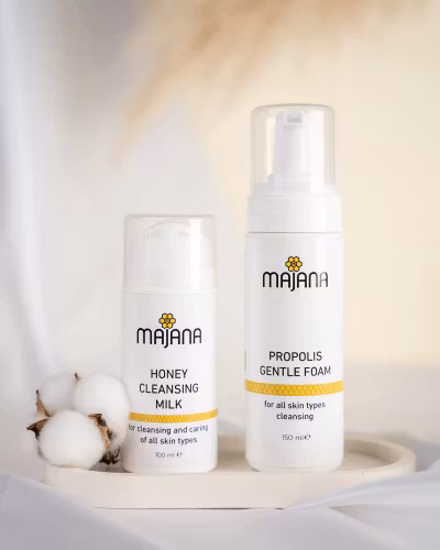 Double Cleansing Set Honey Cleansing milk 100 ml+ Propolis Gentle Foam 150 ml Majana