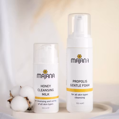 Double Cleansing Set Honey Cleansing milk 100 ml+ Propolis Gentle Foam 150 ml Majana