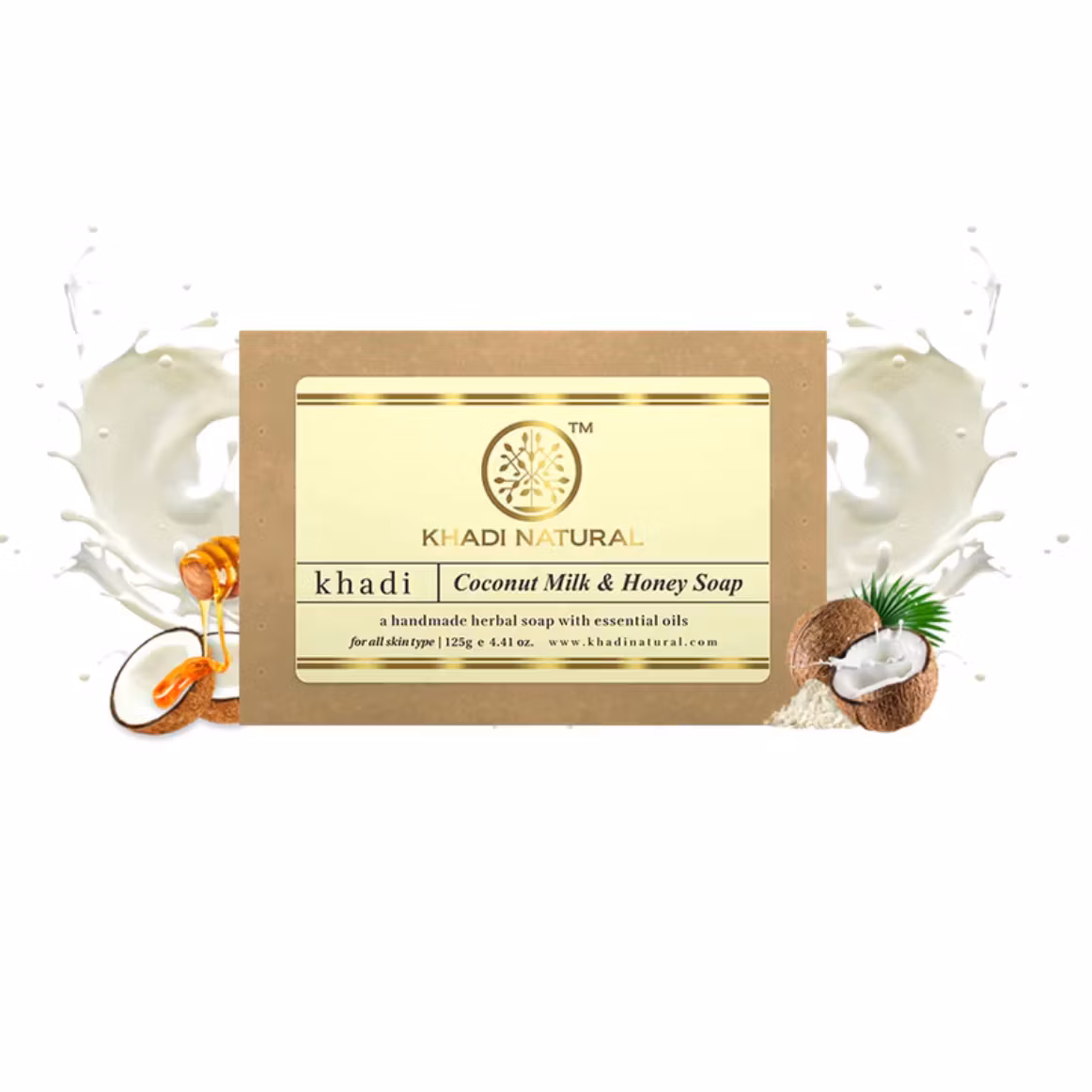 Khadi Natural Coconut Milk & Honey Soap - ayurvedisk fast tvål, 125 g