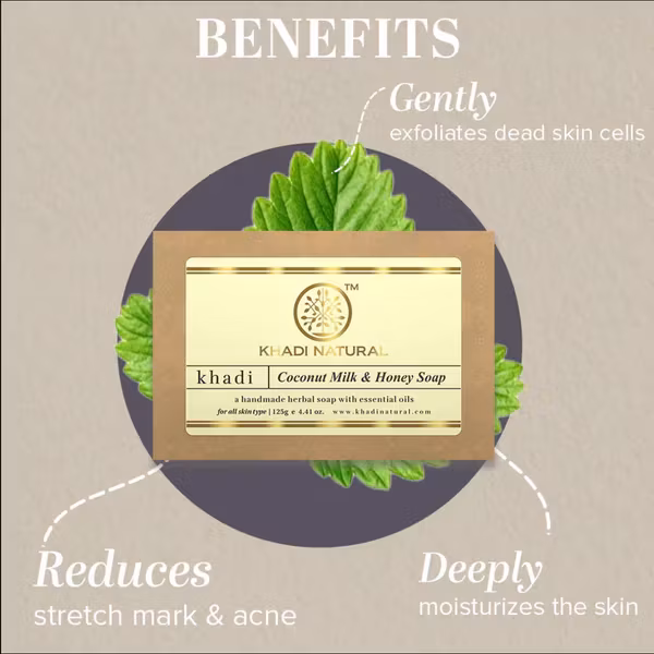 Khadi Natural Coconut Milk & Honey Soap - ayurvedisk fast tvål, 125 g