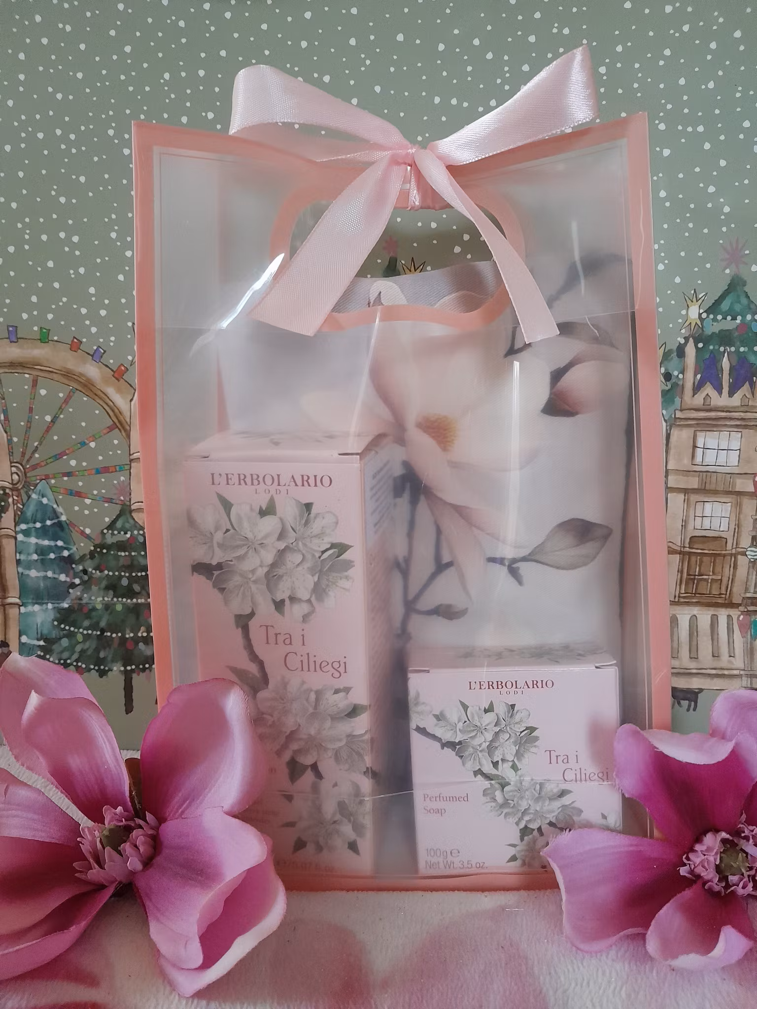 Duschkräm+tvål+necessär i presentpåse