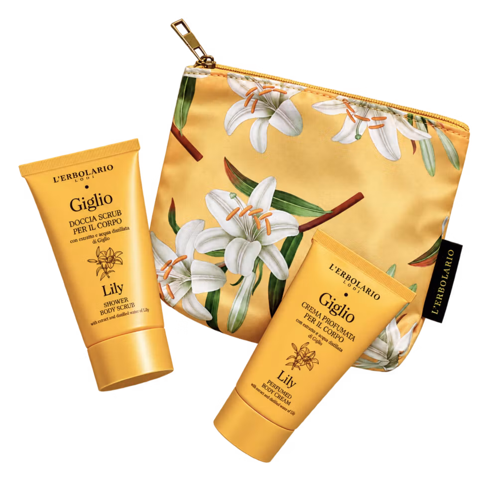 Pochette/kuvertväska 1 scrubkräm 75 ml 1 kroppskräm 75 ml Lilja Lerbolario