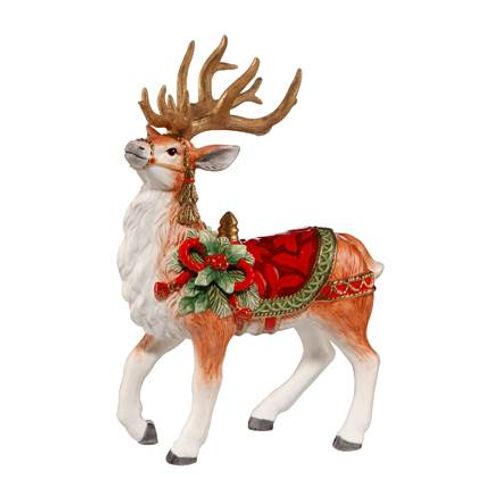 Reindeer wirh Bow on Saddle, Red-Green