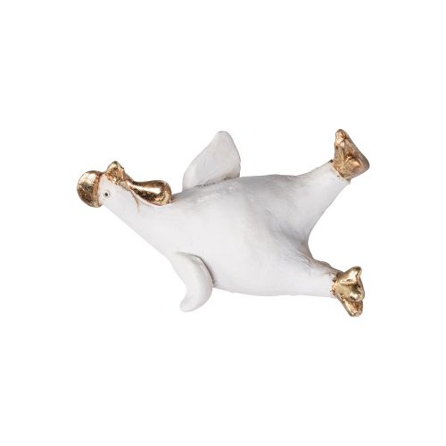 Hönan Ruth på sidan, vit/guld, H.4cm