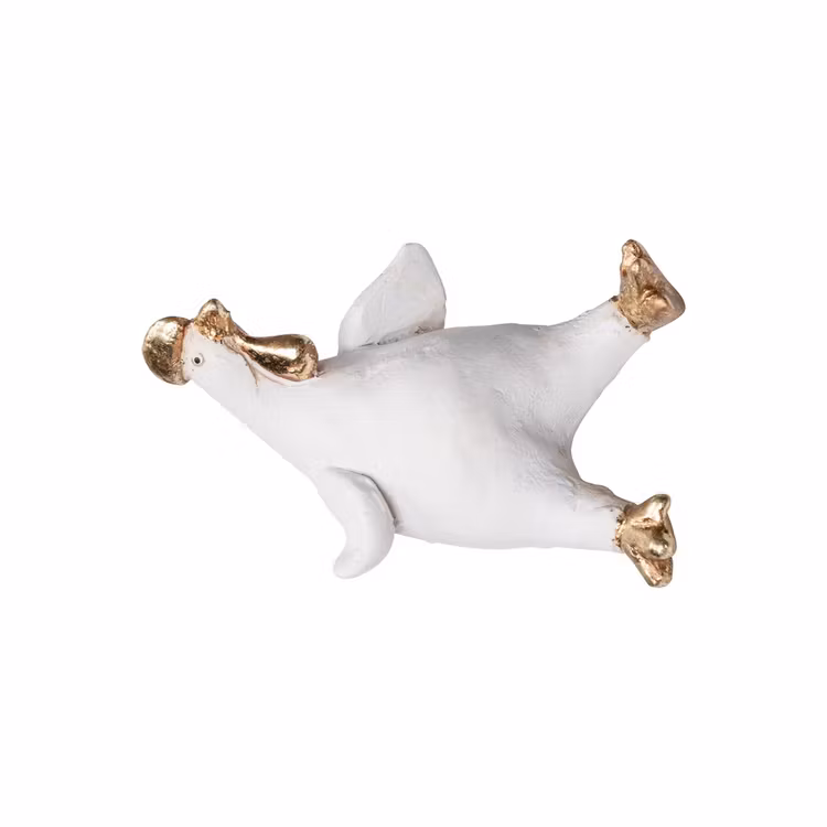 Hönan Ruth på sidan, vit/guld, H.4cm