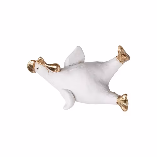 Hönan Ruth på sidan, vit/guld, H.4cm