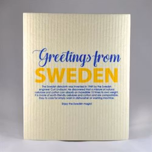 Disktrasa, Greetings from Sweden, vit/blå-gul text Disktrasa