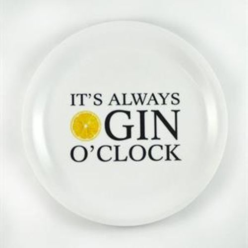 Glasunderlägg kant, Gin o'clock, vit/svart-gul