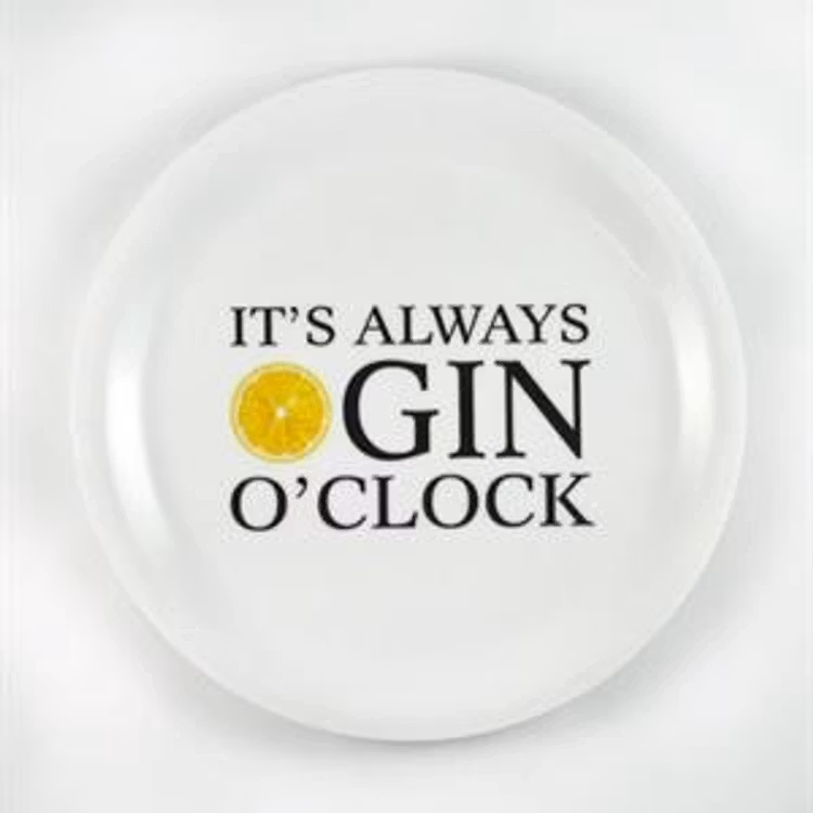 Glasunderlägg kant, Gin o'clock, vit/svart-gul